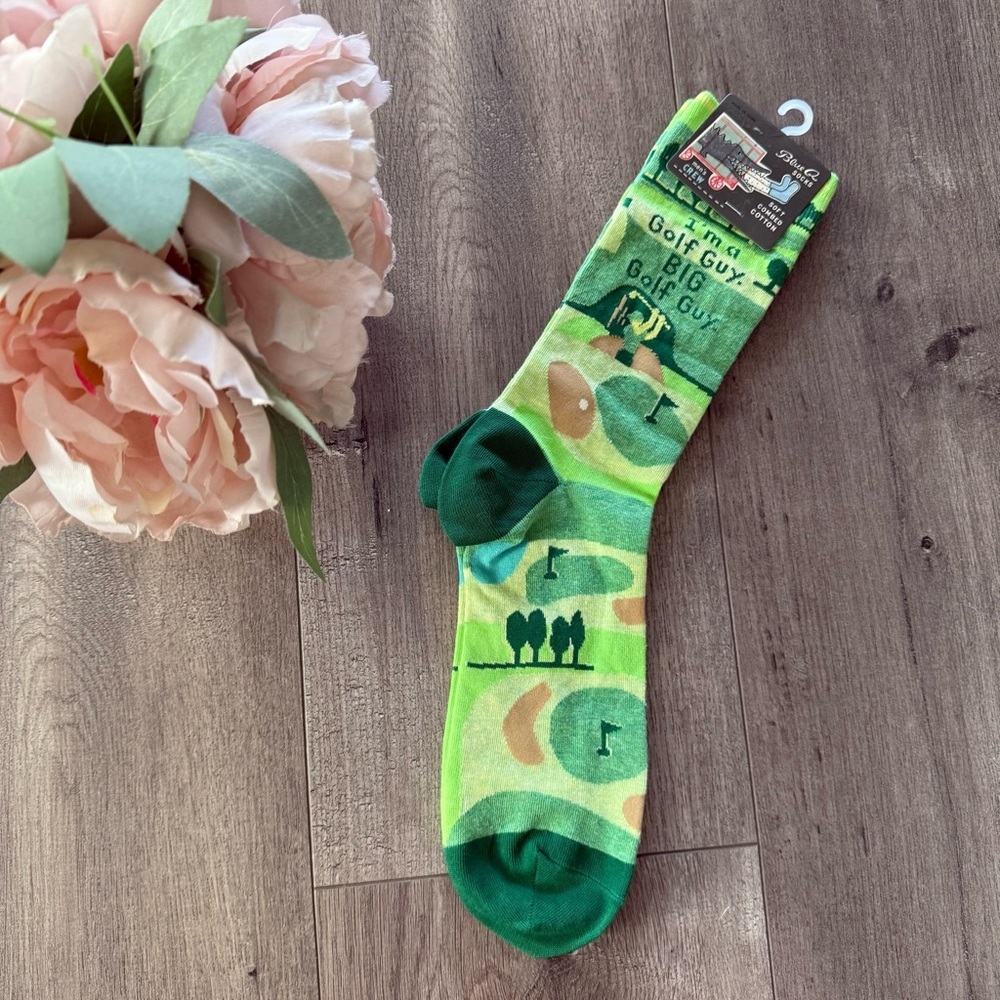 🍂5 for $15🍂 New Men's Blue Q Big Golf Guy Green Socks - Picture 3 of 5